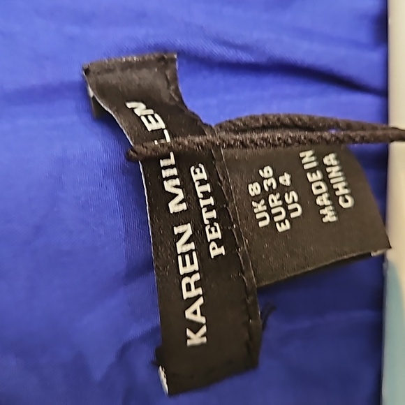 KAREN MILLEN Blue Floral Georgette Woven Halter Pleated Jumpsuit NWT sz. 4 - Picture 6 of 8